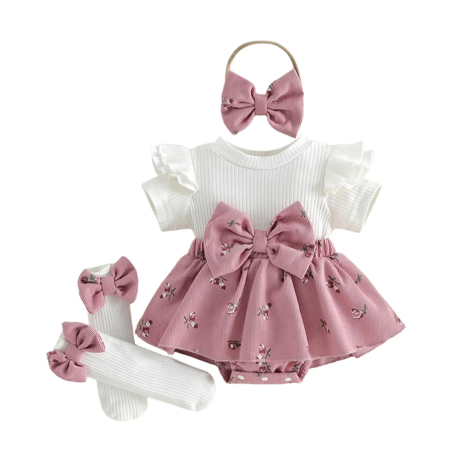 Dress Set with Bow and Socks