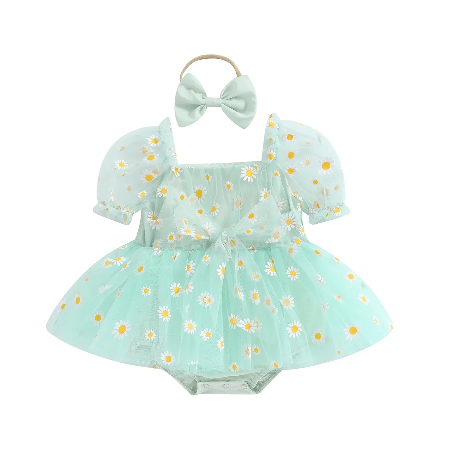 Daisy Tulle Baby Dress with Bow