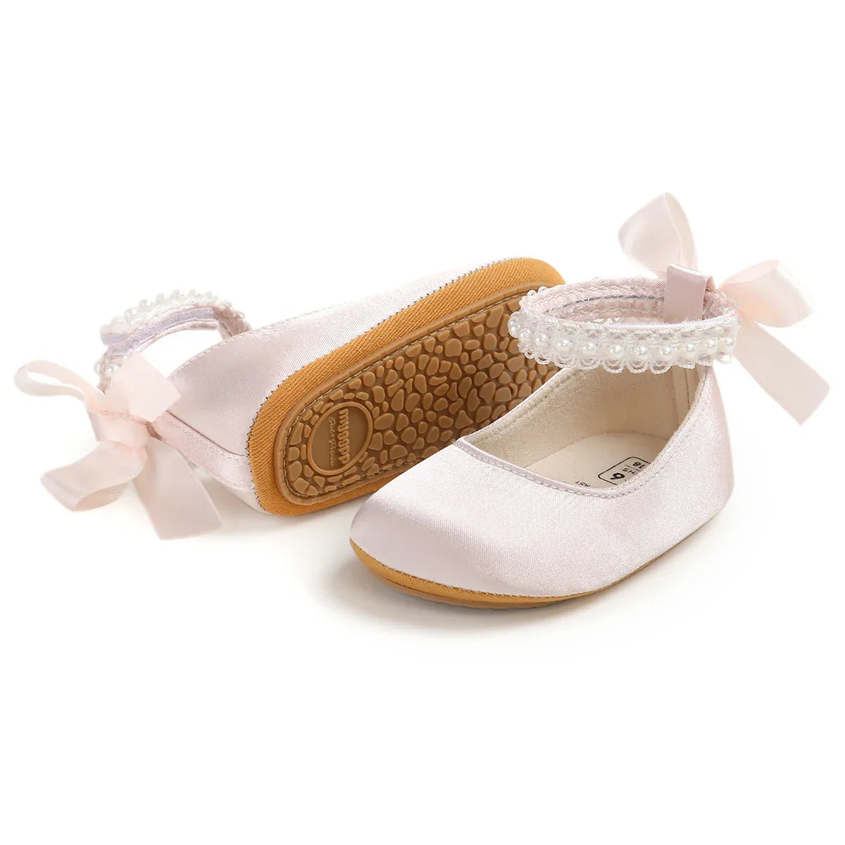Lace Bow Mary Jane Baby Shoes — Velvet Pink