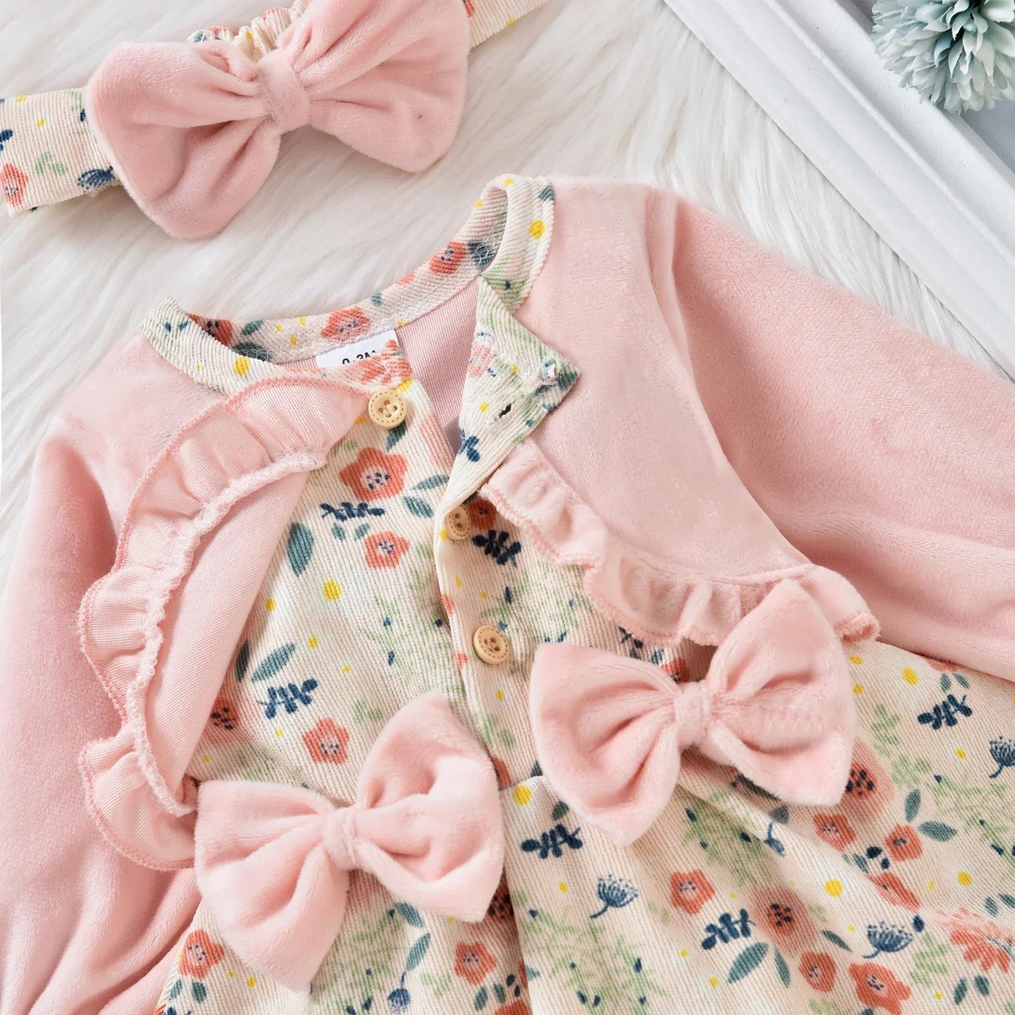 Floral Baby Dress with Cardigan & Bow