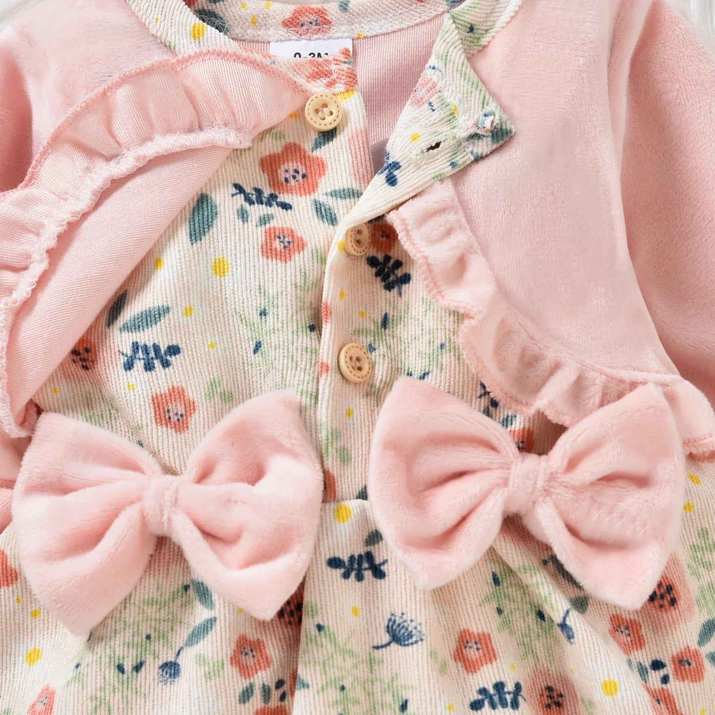 Floral Baby Dress with Cardigan & Bow
