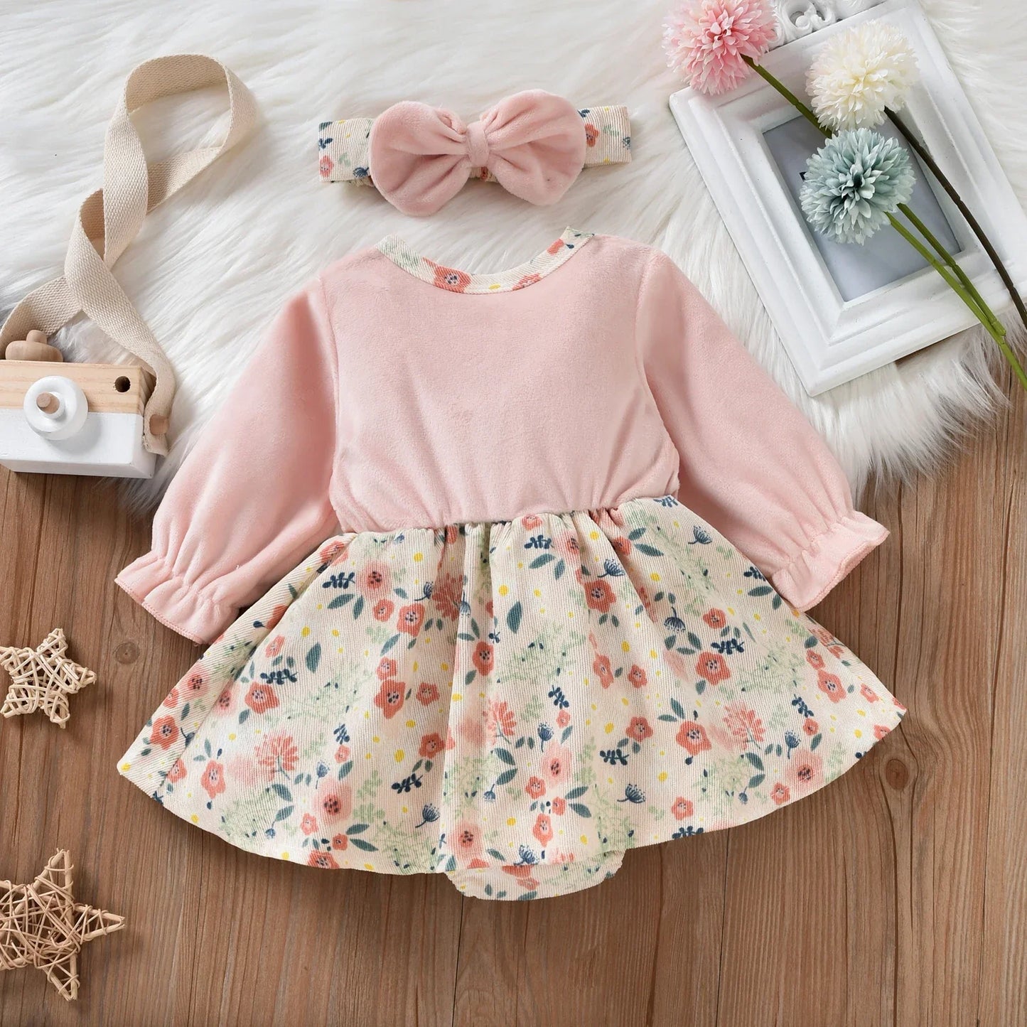 Floral Baby Dress with Cardigan & Bow