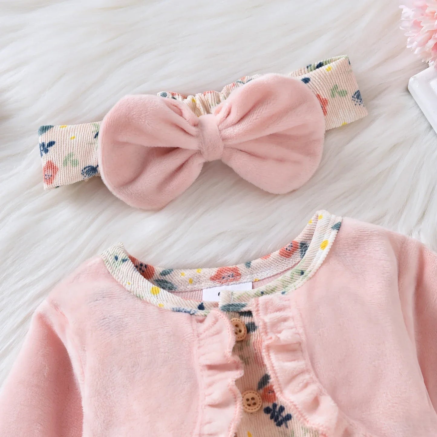 Floral Baby Dress with Cardigan & Bow