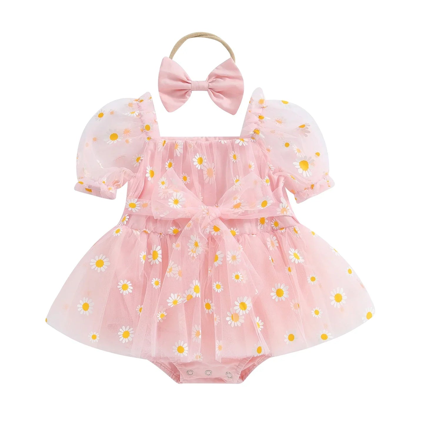 Daisy Tulle Baby Dress with Bow