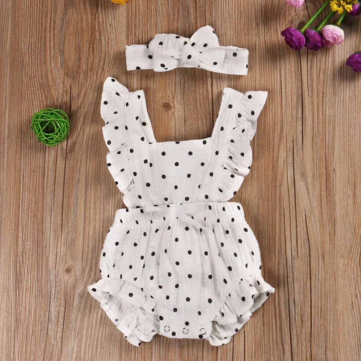 Polka Dot Bow Baby Romper