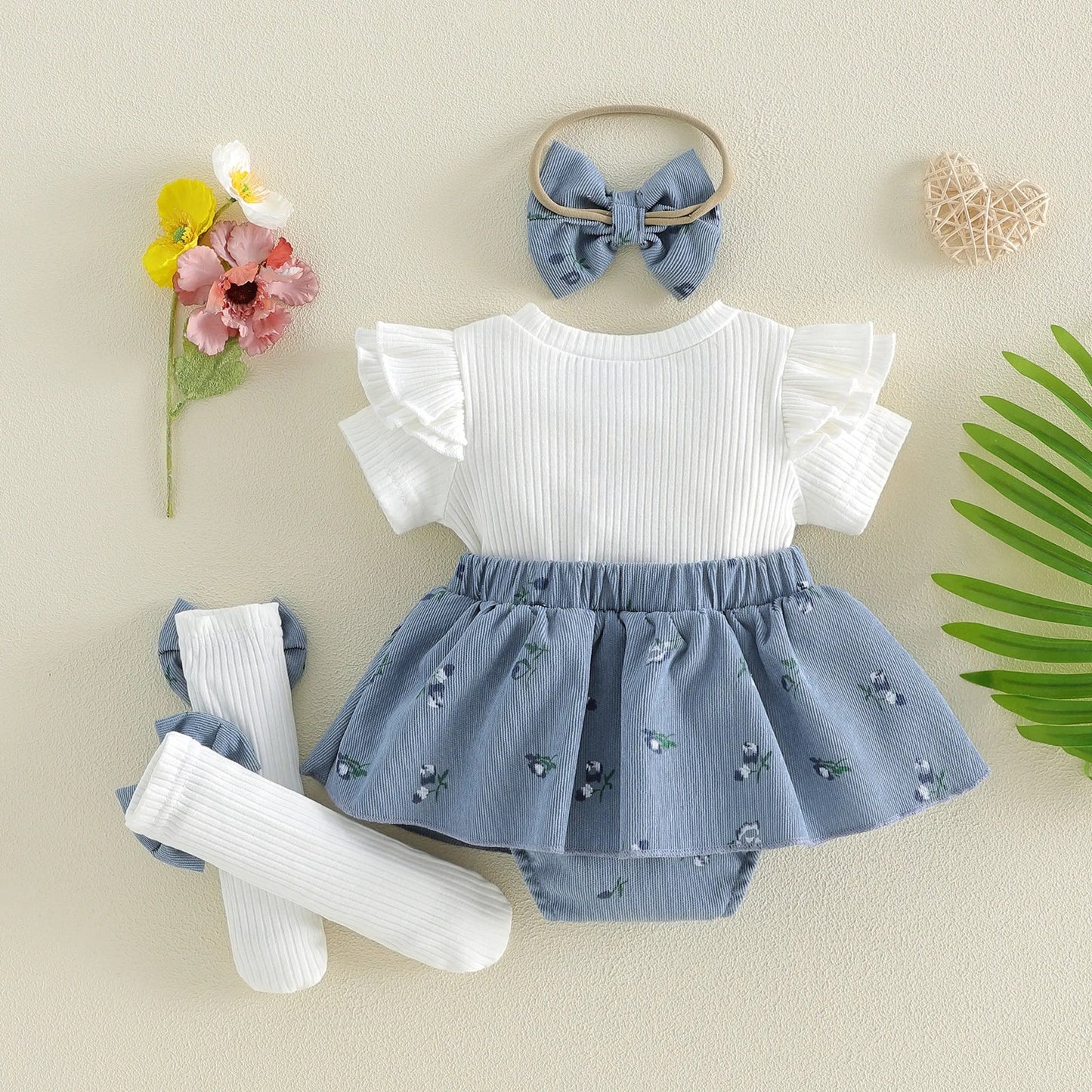 Dress Set with Bow and Socks