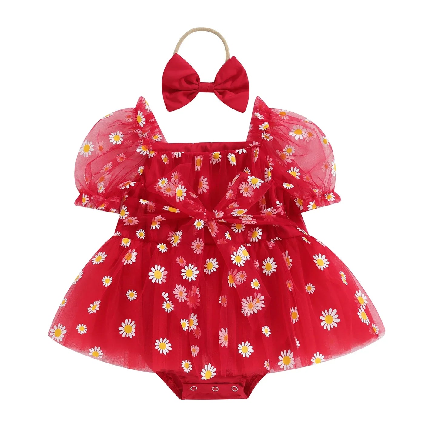 Daisy Tulle Baby Dress with Bow