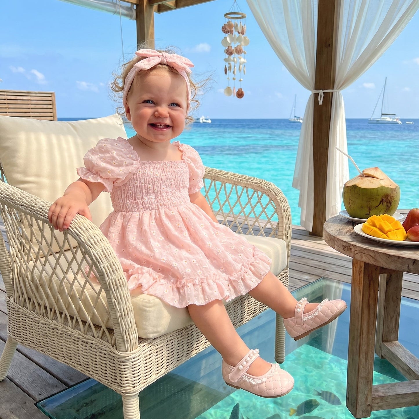 Daisy Smocked Baby Dress with Bow