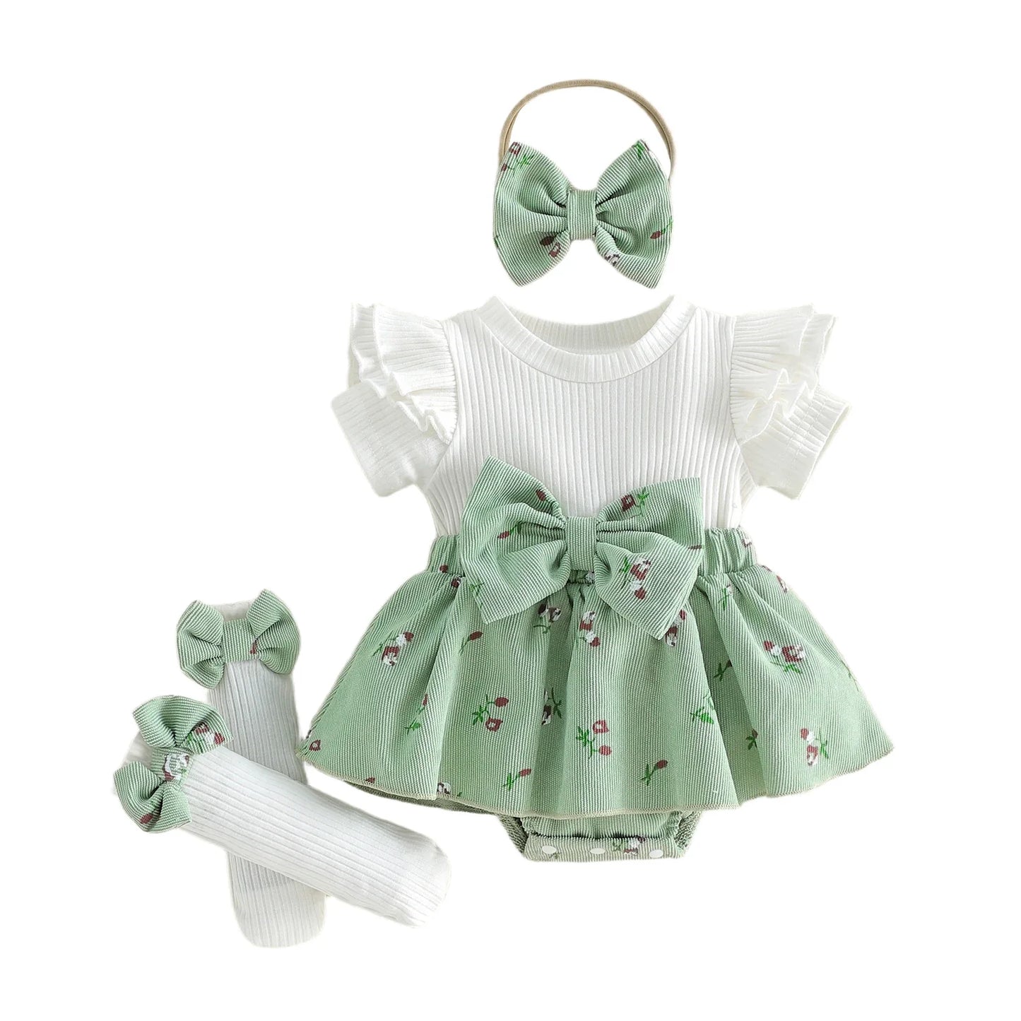 Dress Set with Bow and Socks