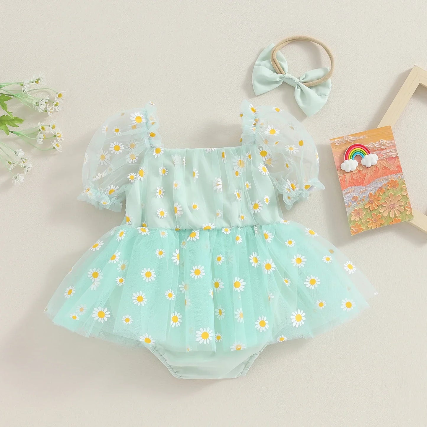 Daisy Tulle Baby Dress with Bow