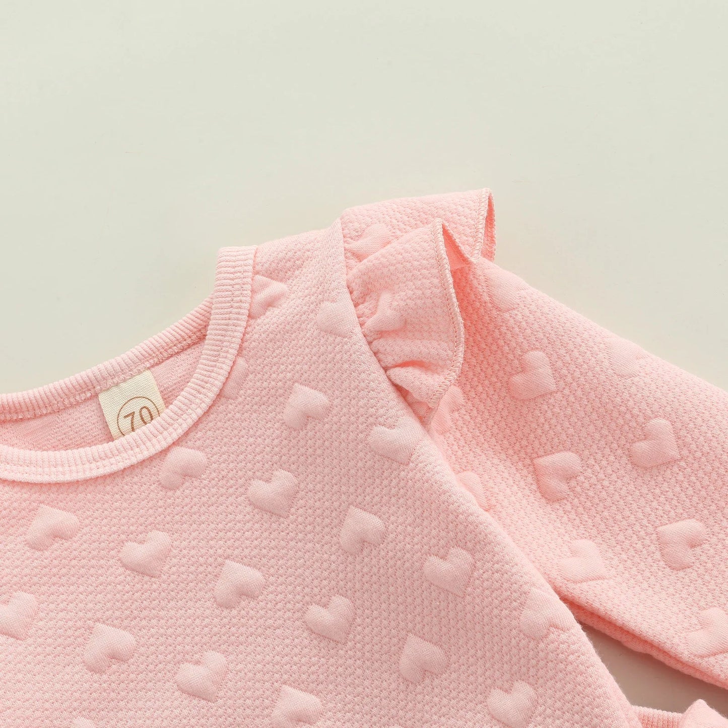 Pink Embossed Heart Baby Set with Bow