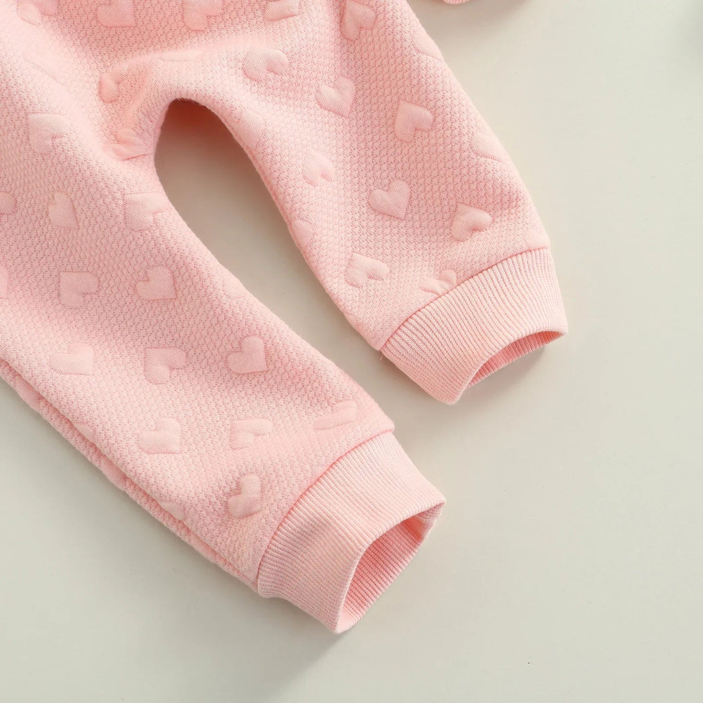 Pink Embossed Heart Baby Set with Bow
