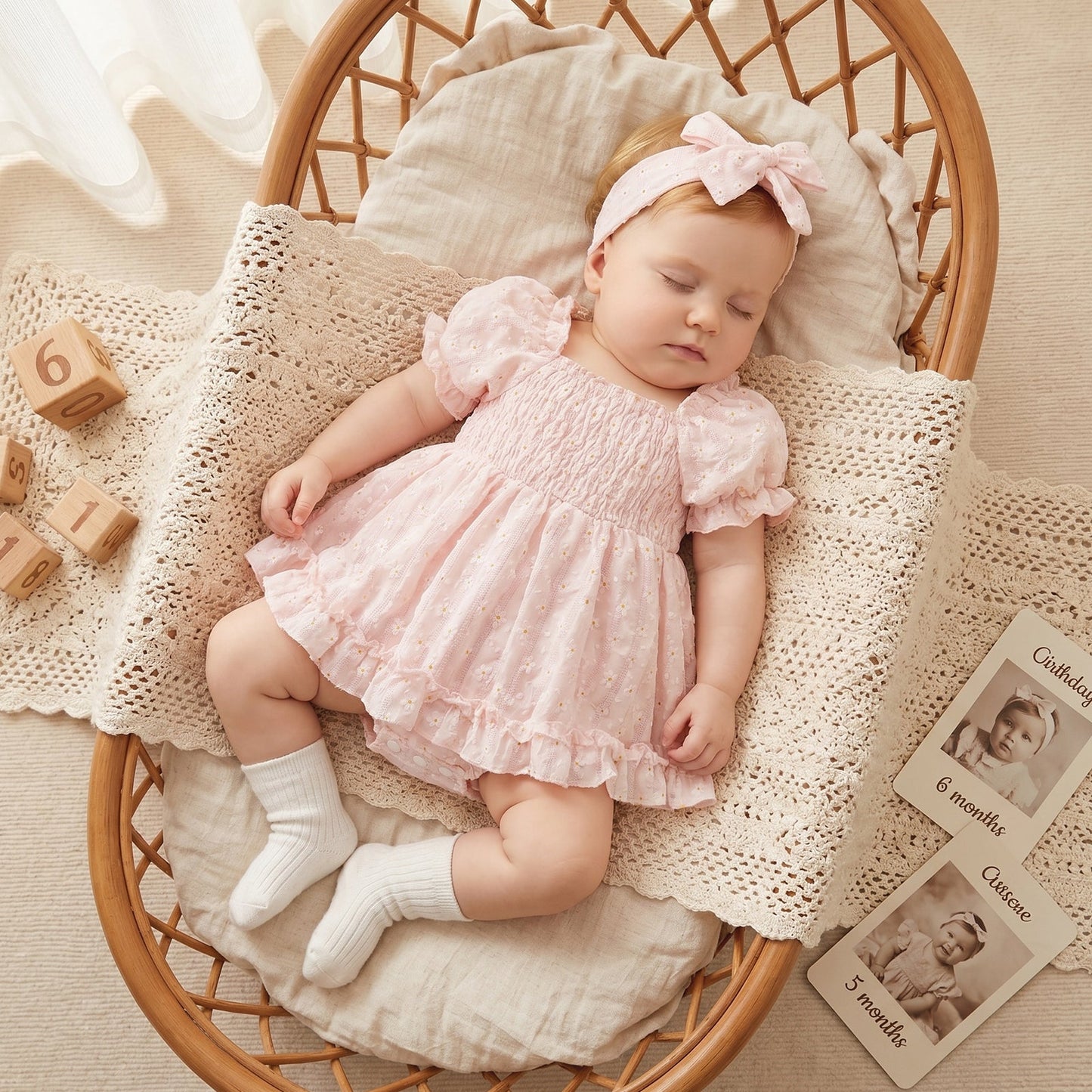 Daisy Smocked Baby Dress with Bow