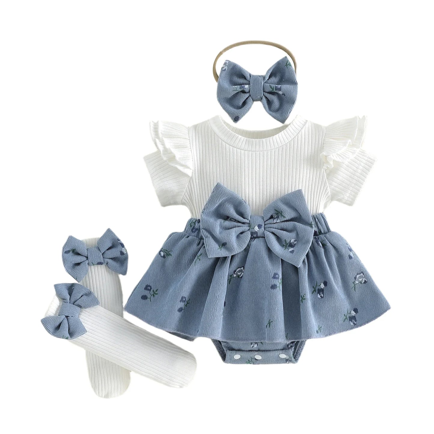 Dress Set with Bow and Socks
