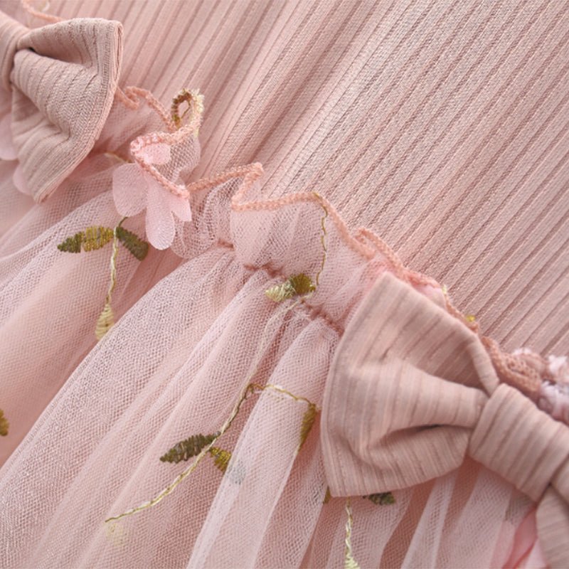 Blush Bow Tulle Long Sleeve Dress - Betina Baby & Kids