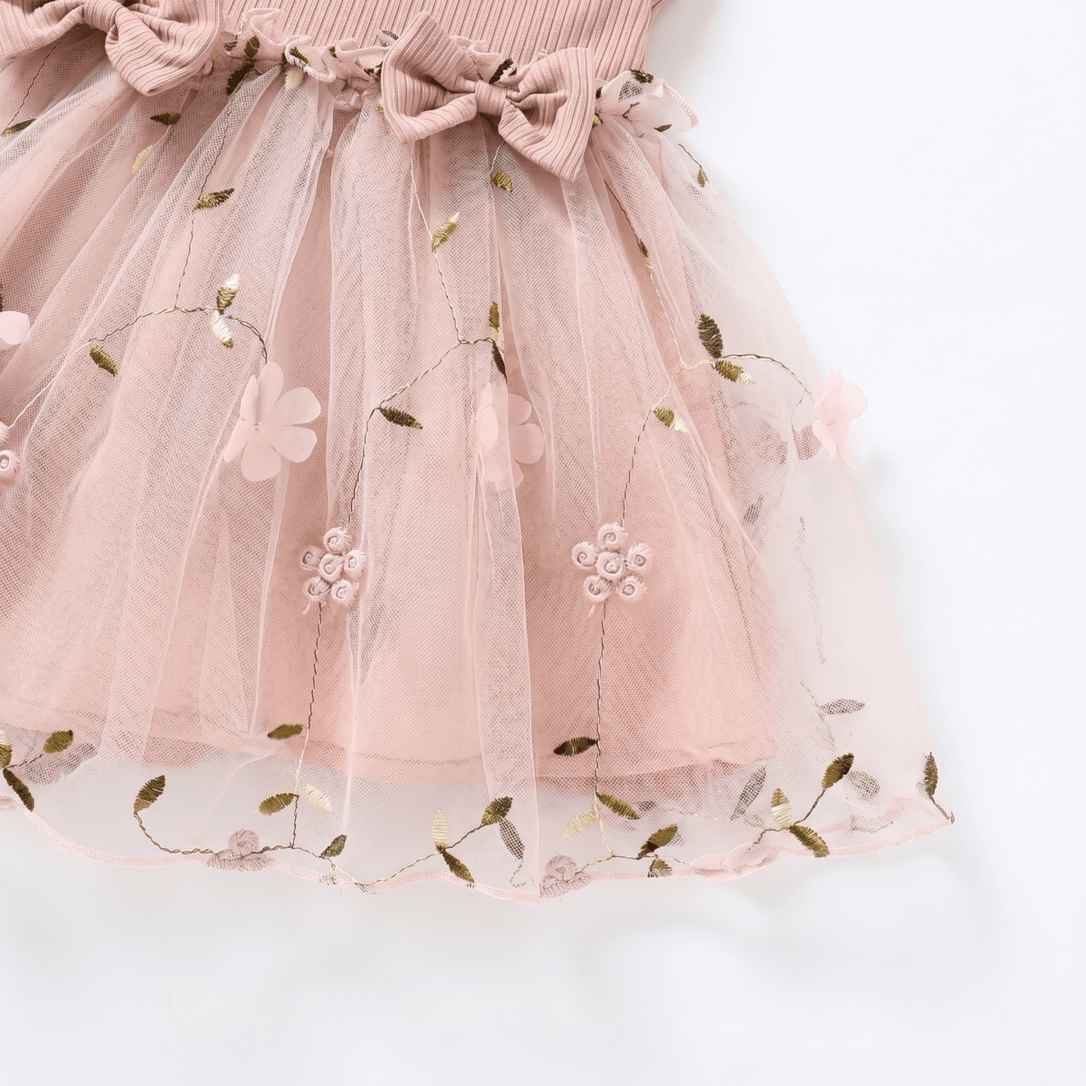 Blush Bow Tulle Long Sleeve Dress - Betina Baby & Kids