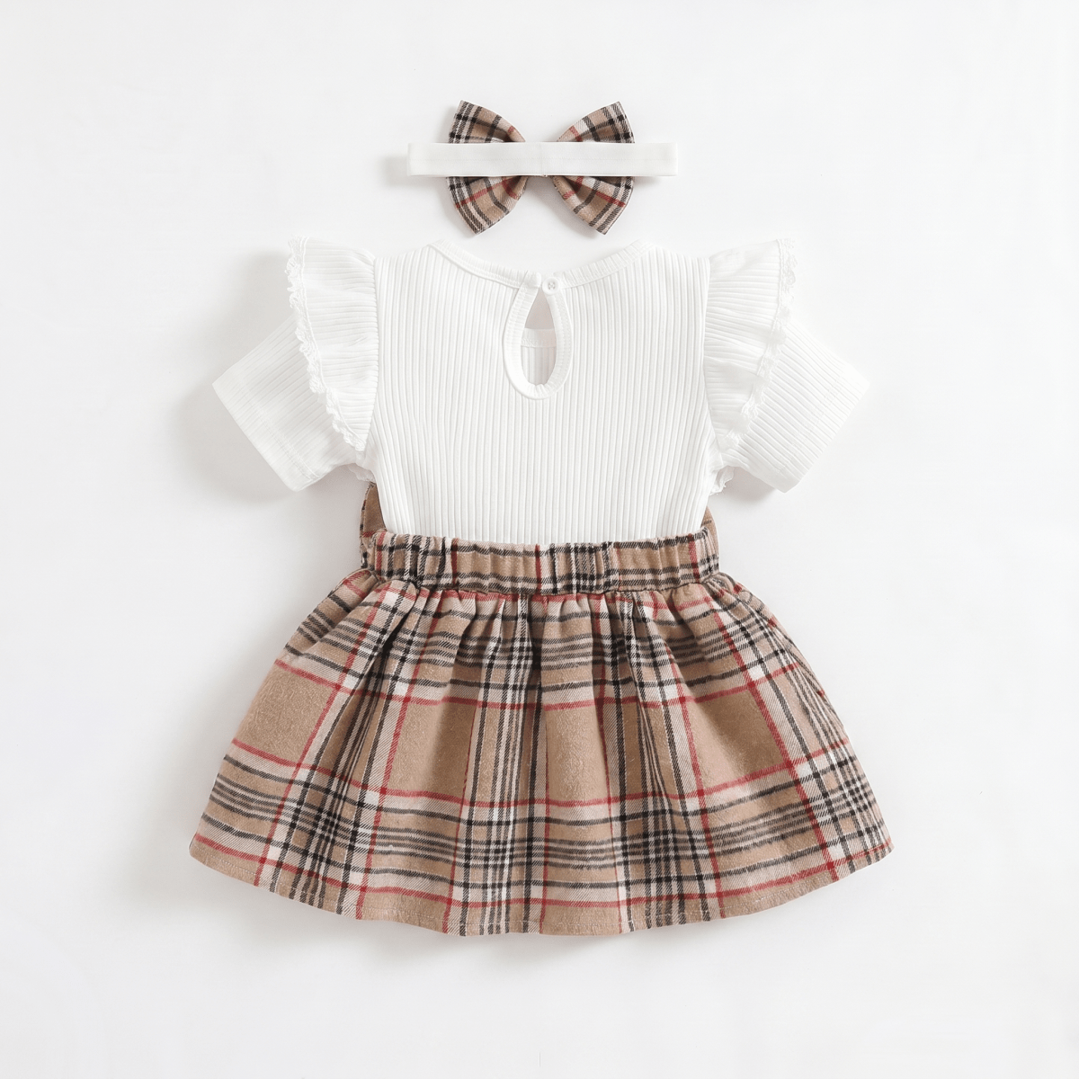 Classic Plaid Bow Dress with Headband - Betina Baby & Kids