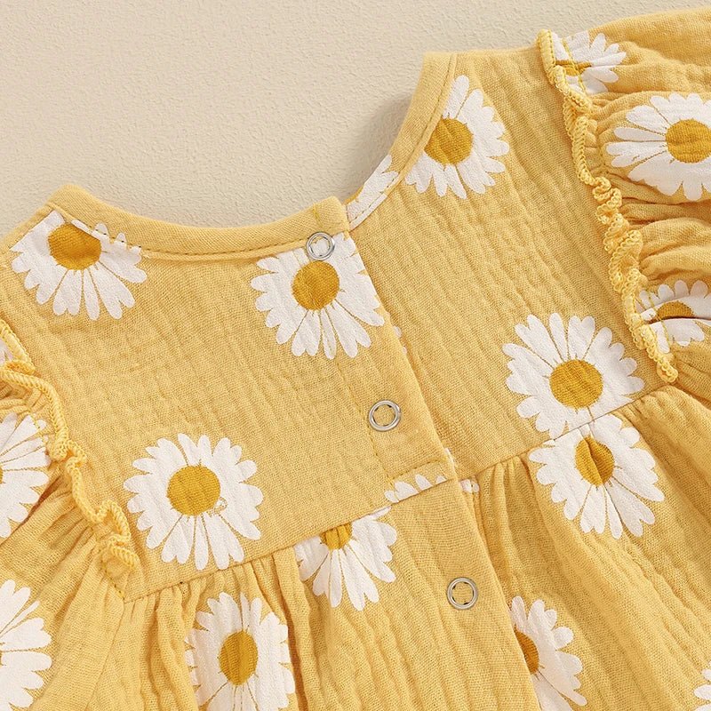 Daisy Puff Sleeve Romper with Headband - Betina Baby & Kids