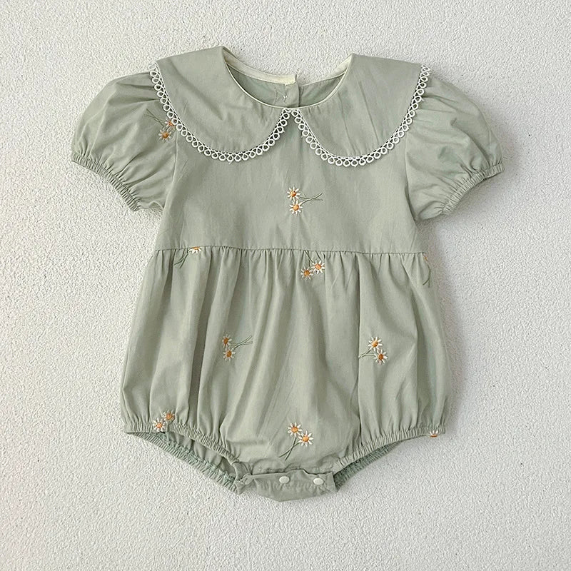 Embroidered Collar Baby Romper - Betina Baby & Kids