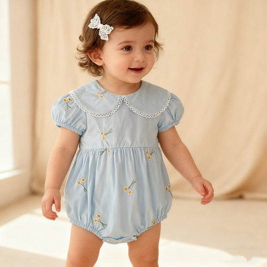 Embroidered Collar Baby Romper - Betina Baby & Kids