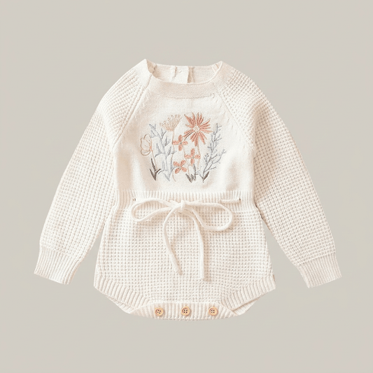 Embroidered Knit Baby Romper - Betina Baby & Kids