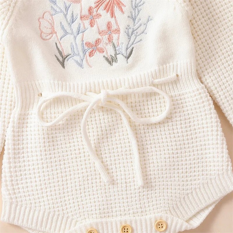 Embroidered Knit Baby Romper - Betina Baby & Kids