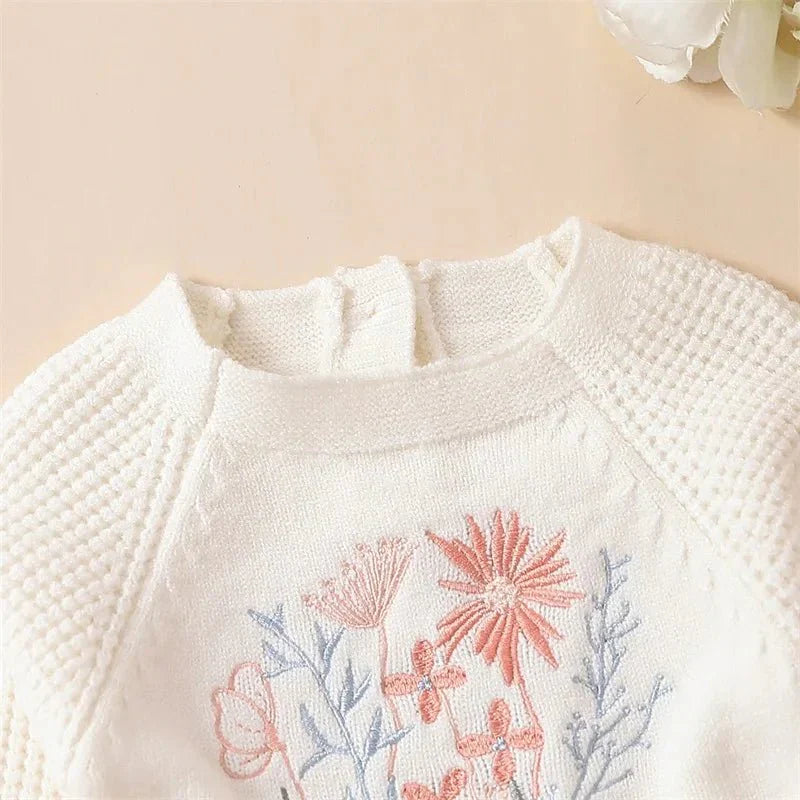 Embroidered Knit Baby Romper - Betina Baby & Kids