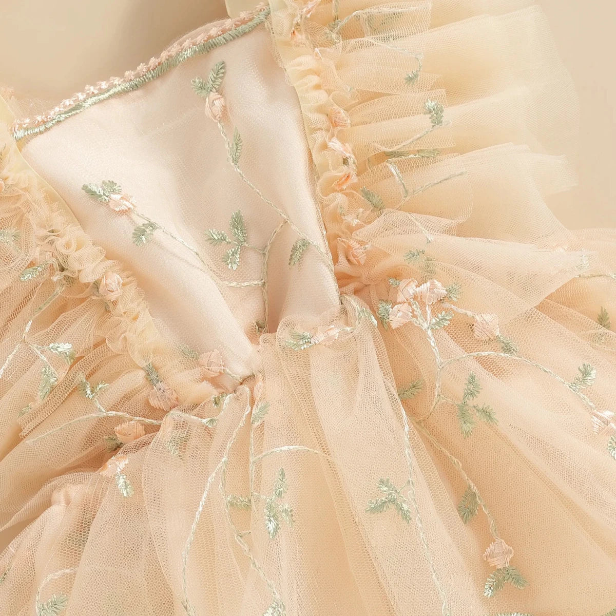 Embroidered Tulle Baby Dress with Bow - Betina Baby & Kids