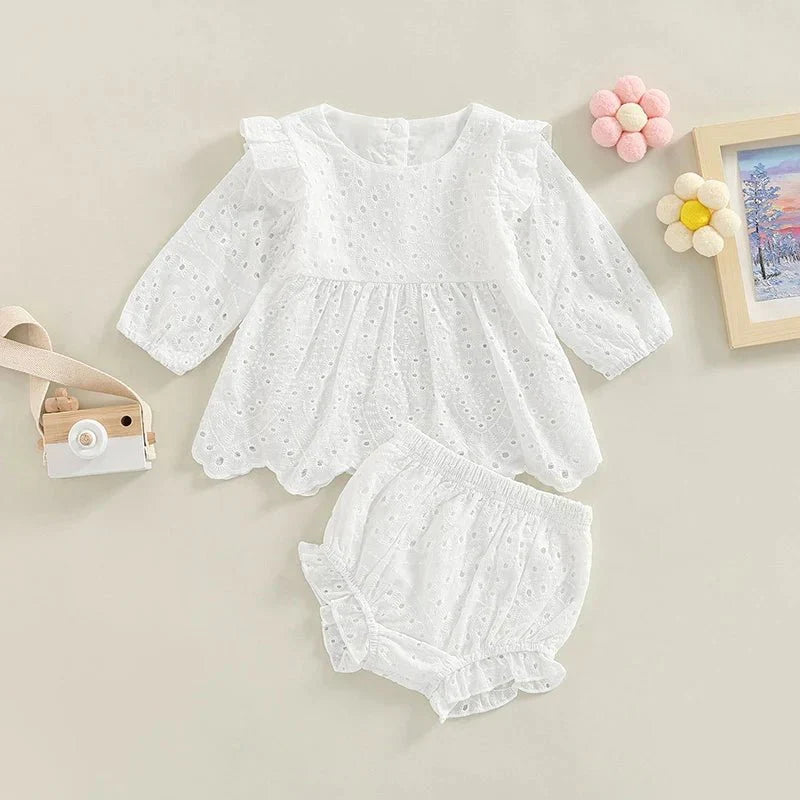 Eyelet Cotton Baby Set with Bloomers - Betina Baby & Kids