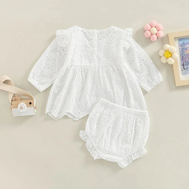 Eyelet Cotton Baby Set with Bloomers - Betina Baby & Kids