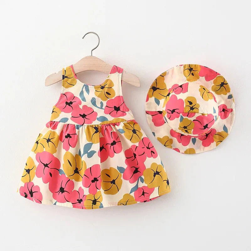Floral Bow Dress with Hat - Betina Baby & Kids