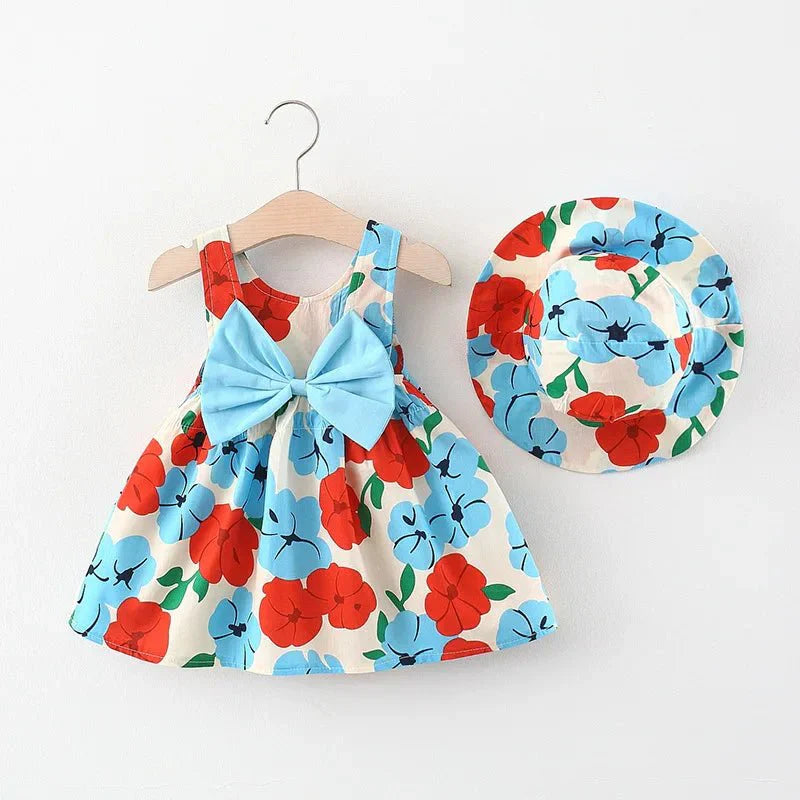 Floral Bow Dress with Hat - Betina Baby & Kids