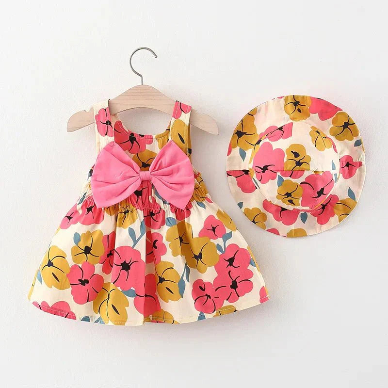 Floral Bow Dress with Hat - Betina Baby & Kids