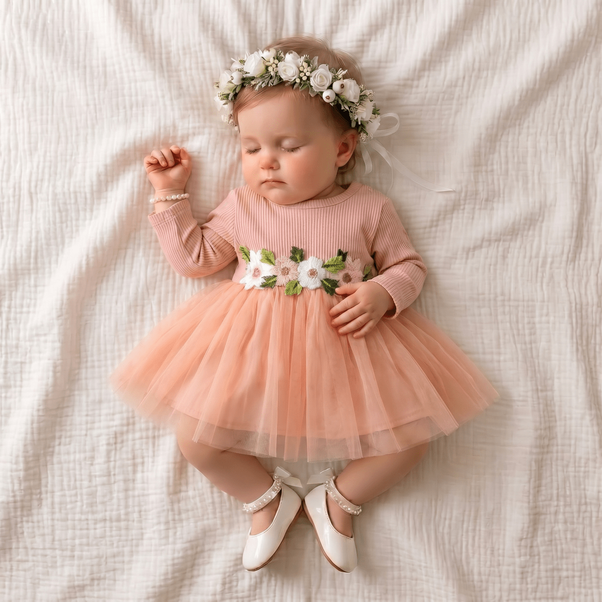 Floral Embroidery Long Sleeve Dres - Betina Baby & Kids
