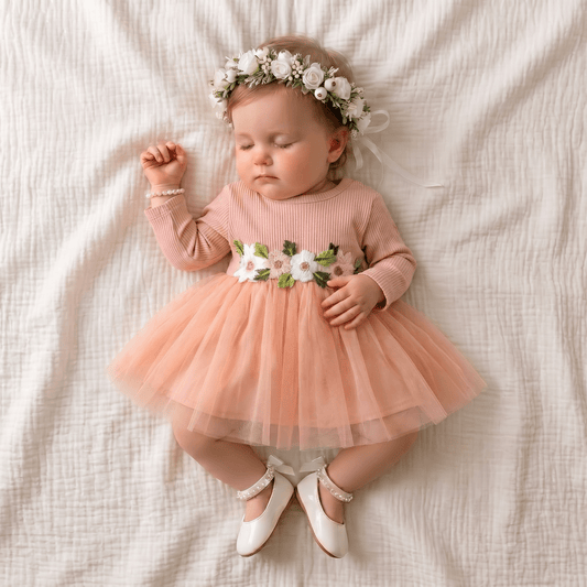 Floral Embroidery Long Sleeve Dres - Betina Baby & Kids