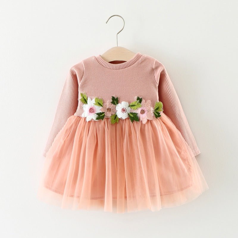 Floral Embroidery Long Sleeve Dres - Betina Baby & Kids