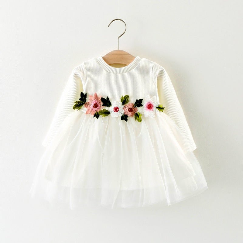 Floral Embroidery Long Sleeve Dres - Betina Baby & Kids