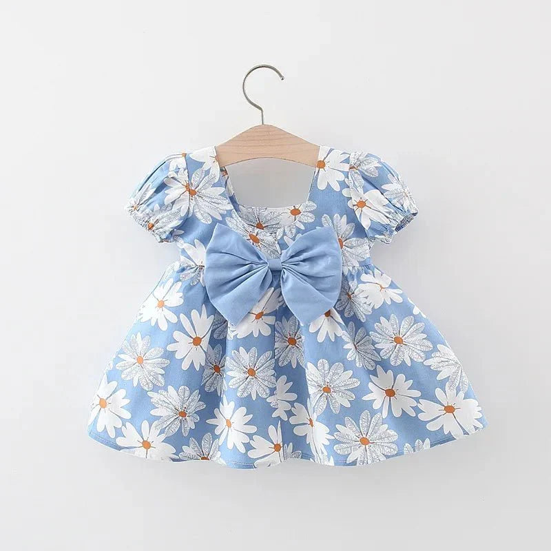 Floral Puff Sleeve Bow Dress - Betina Baby & Kids