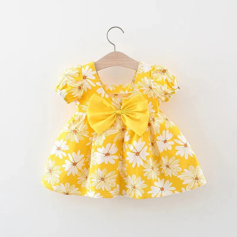 Floral Puff Sleeve Bow Dress - Betina Baby & Kids