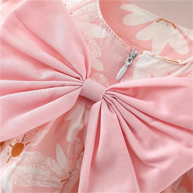 Floral Puff Sleeve Bow Dress - Betina Baby & Kids