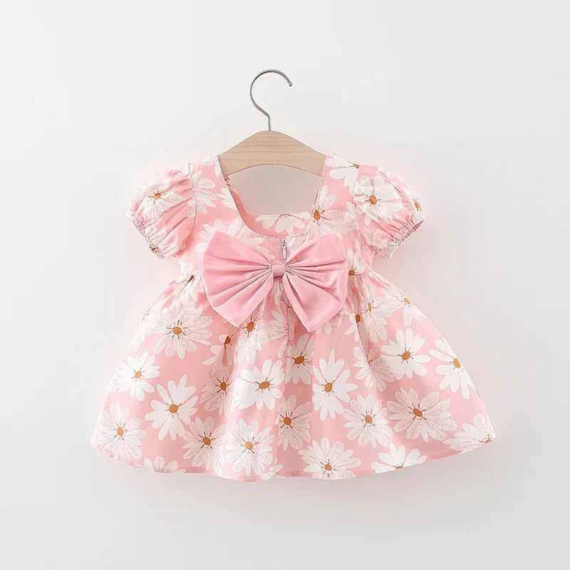 Floral Puff Sleeve Bow Dress - Betina Baby & Kids