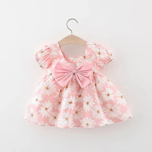 Floral Puff Sleeve Bow Dress - Betina Baby & Kids