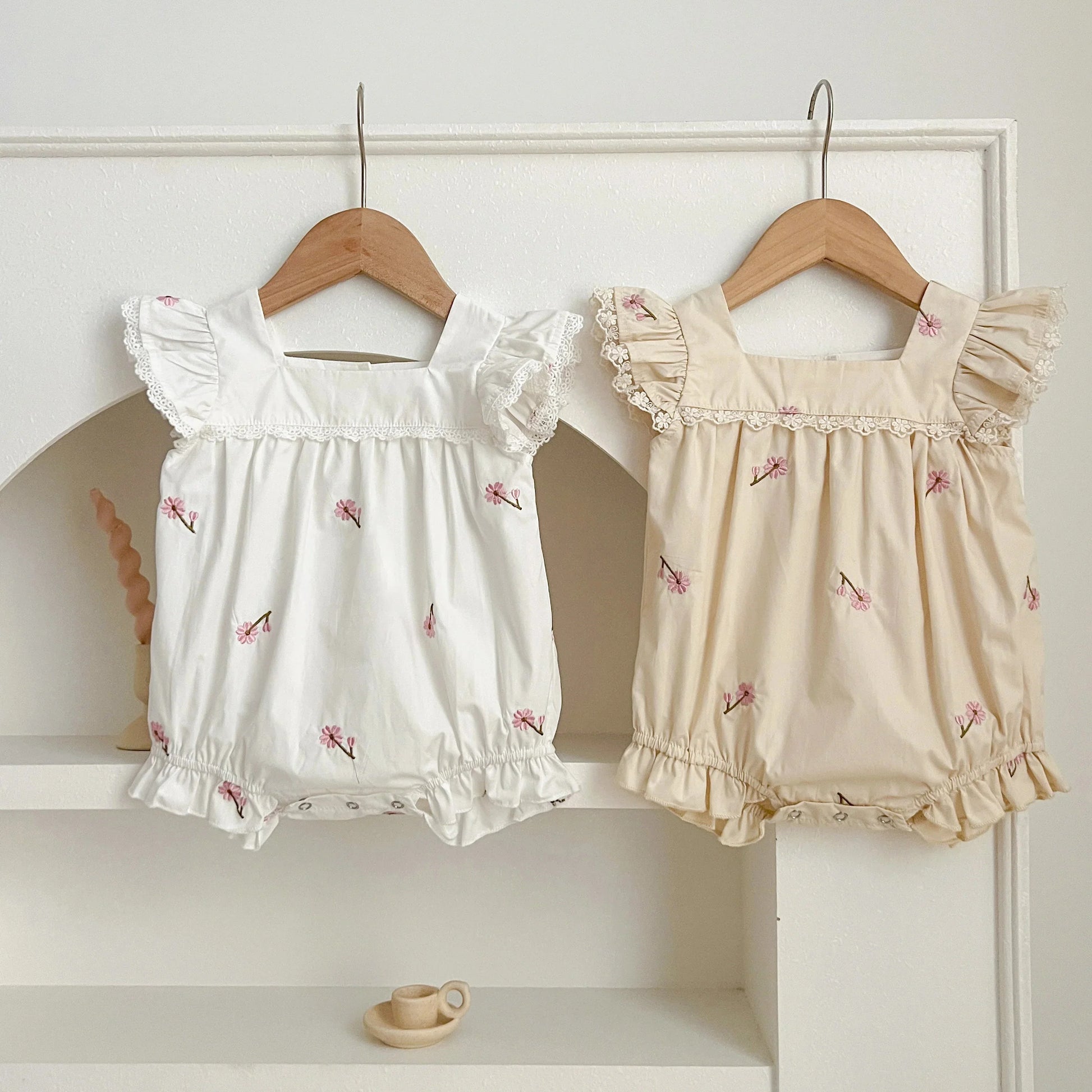 Floral Ruffle Strap Baby Romper - Betina Baby & Kids