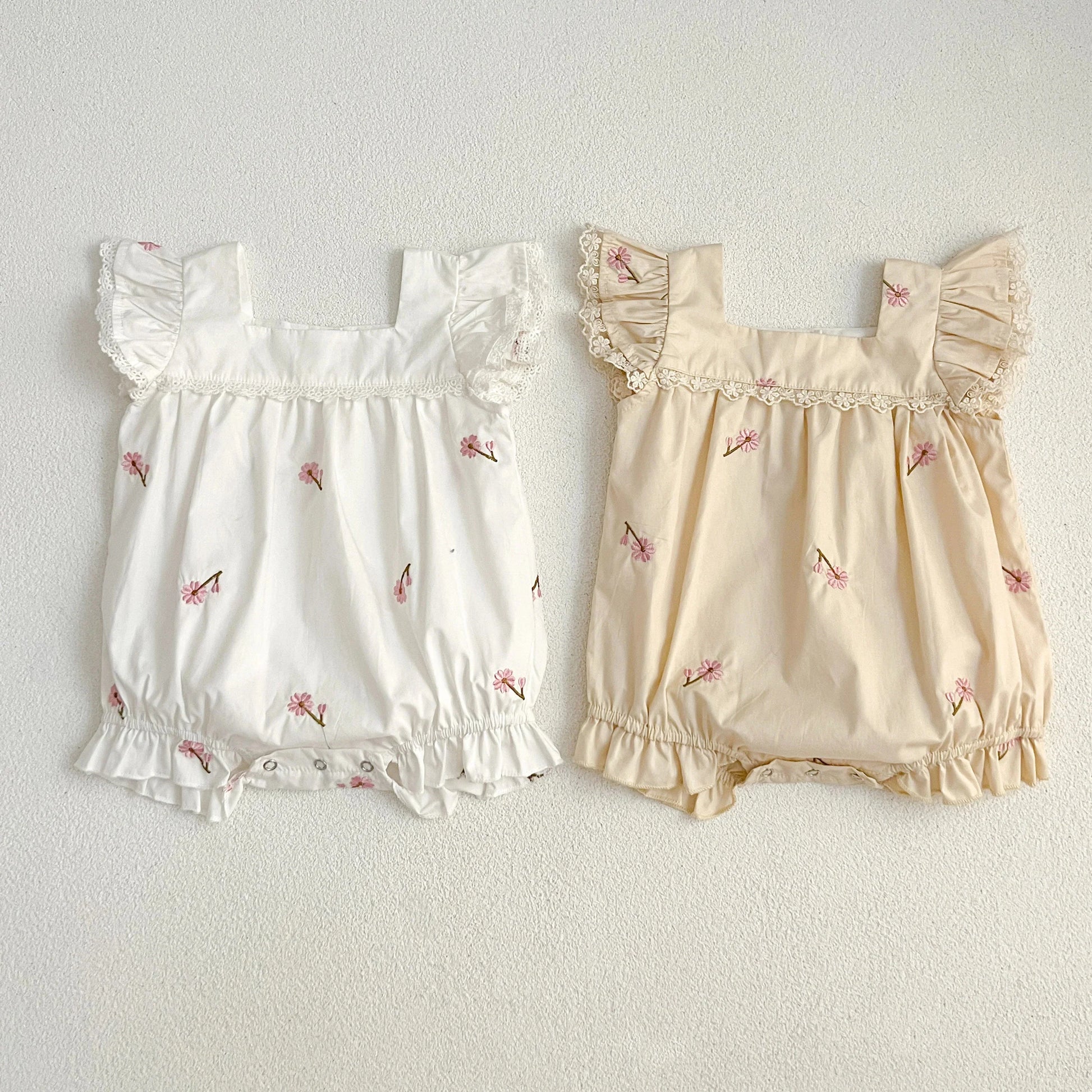Floral Ruffle Strap Baby Romper - Betina Baby & Kids