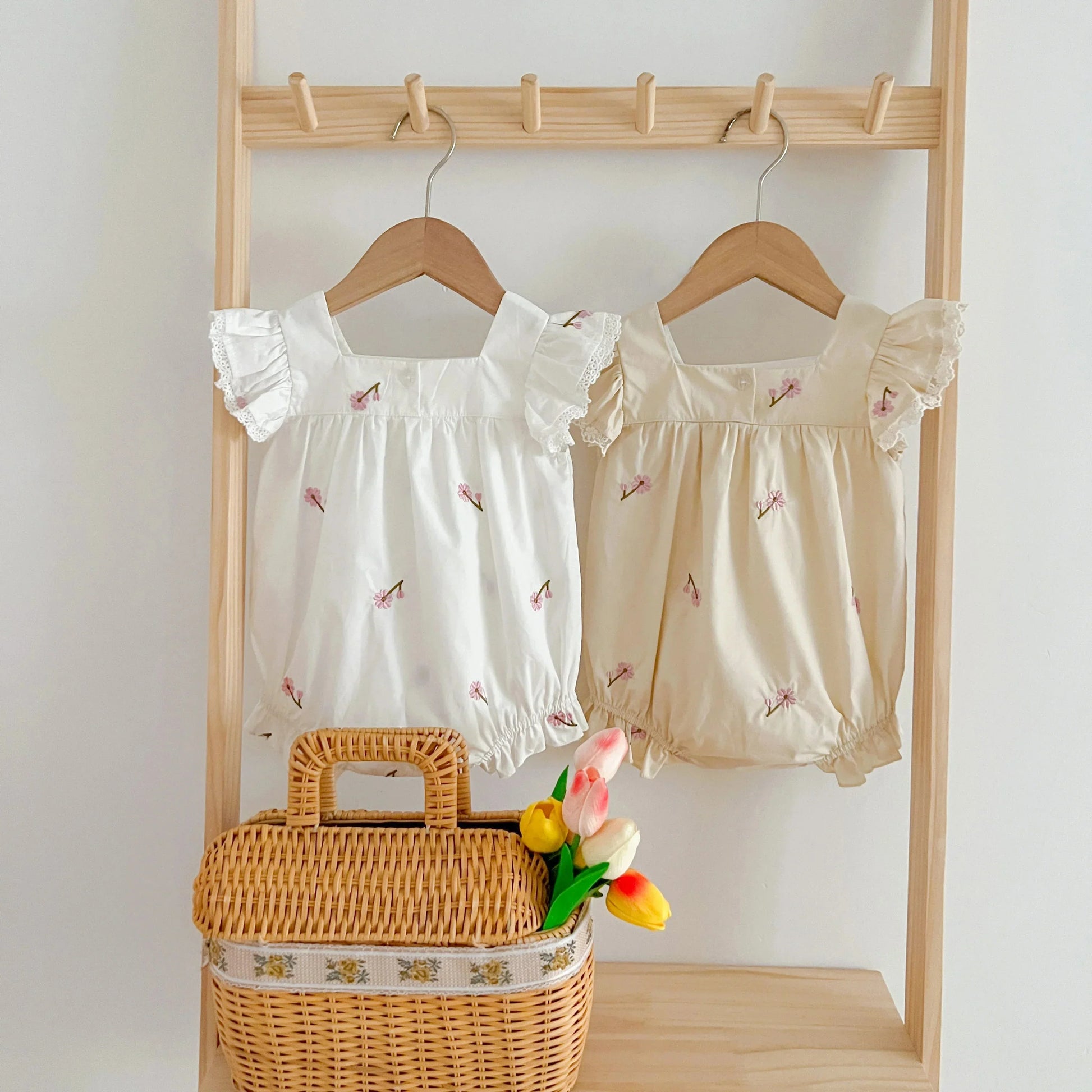 Floral Ruffle Strap Baby Romper - Betina Baby & Kids
