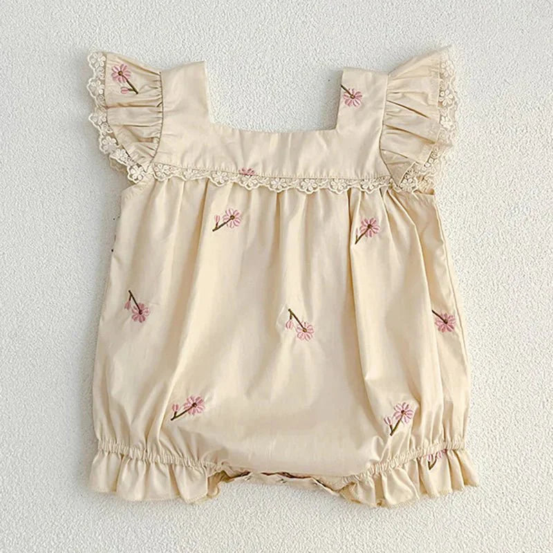 Floral Ruffle Strap Baby Romper - Betina Baby & Kids