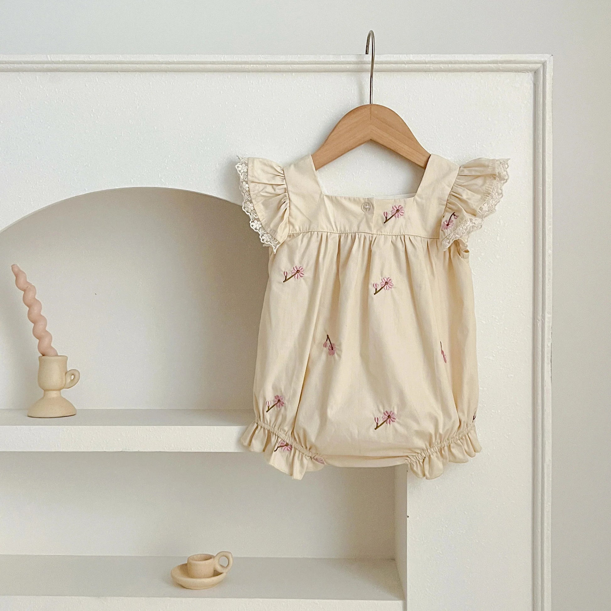 Floral Ruffle Strap Baby Romper - Betina Baby & Kids