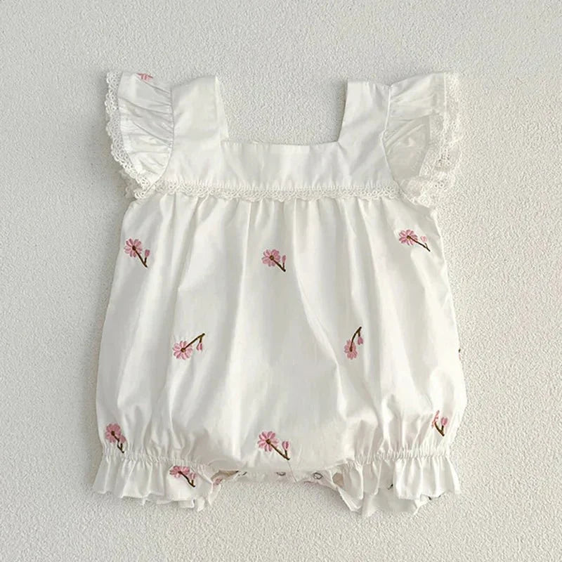 Floral Ruffle Strap Baby Romper - Betina Baby & Kids