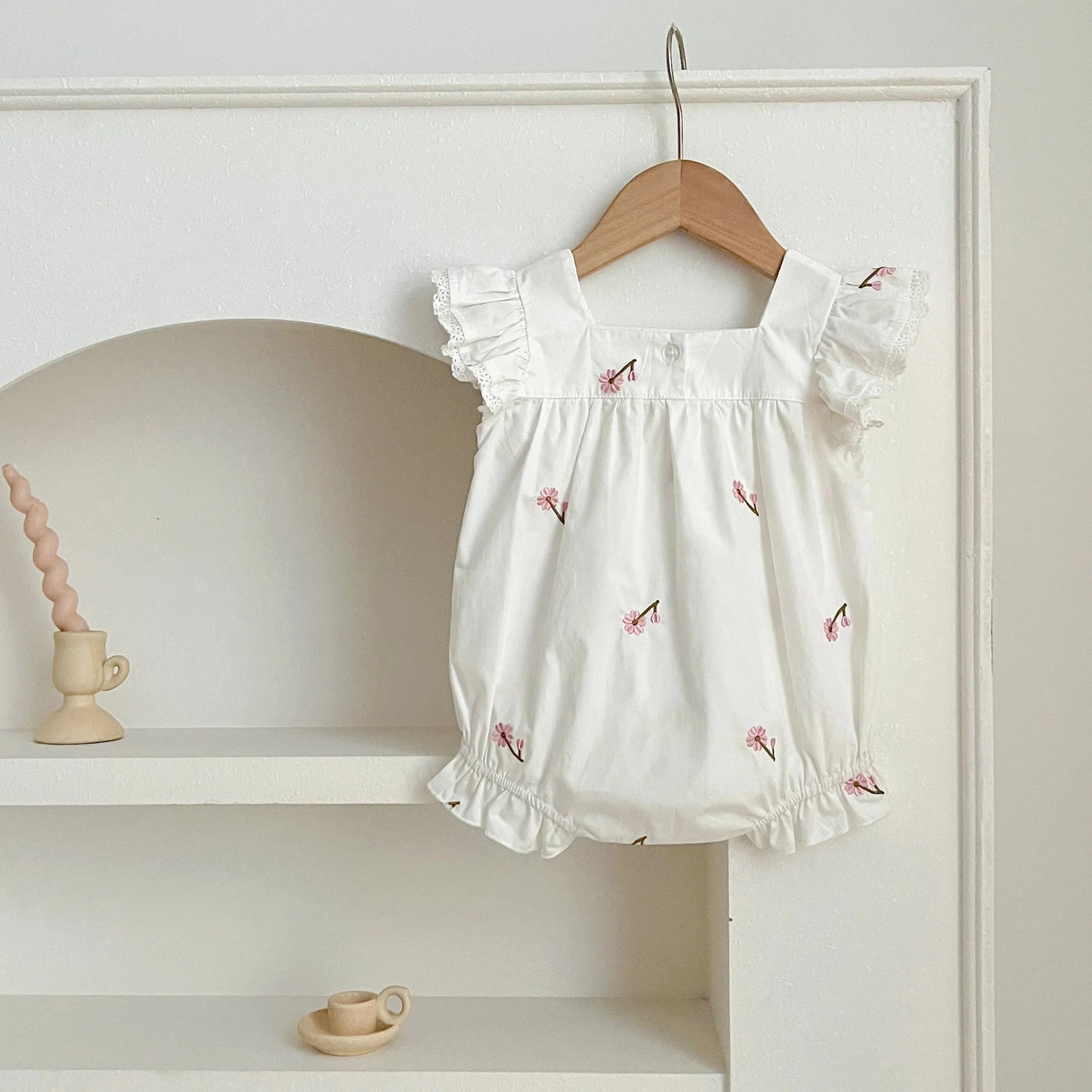 Floral Ruffle Strap Baby Romper - Betina Baby & Kids