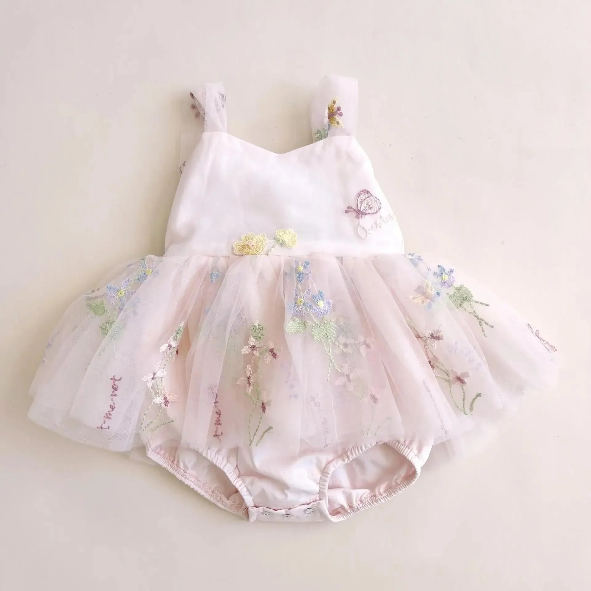Floral Tulle Bow Baby Dress Bodysuit - Betina Baby & Kids